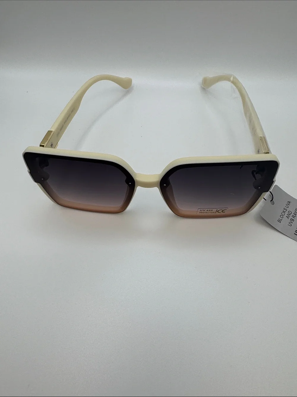 Cream Frame Gradient Brown Lens Women's Sunglasses